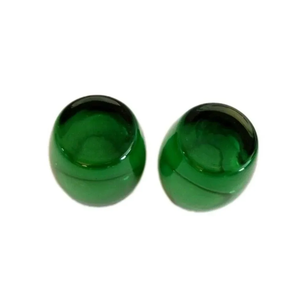 Crate & Barrel 2 Hand Blown Glass Candle Holders Emerald Green to Clear 3 inch